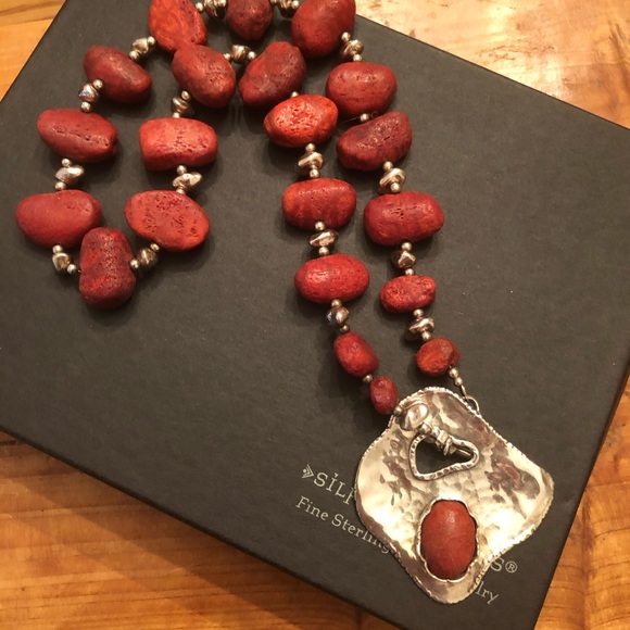 Rare Silpada Sterling Silver Red Sponge Coral Toggle Clasp Necklace N0900 - Picture 8 of 16